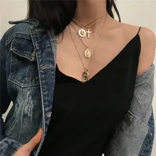 

Alloy Multilayer Copper Jesus cross Vintage Necklace Long Chains Necklaces Choker Women Jewelry Accessories Pendants Female