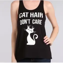 Модная летняя футболка без рукавов с принтом кота, повседневная женская Однотонная футболка с круглым вырезом, большие размеры, свободная