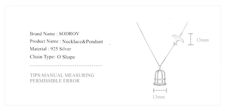 SODROV птица и колье с кулоном в виде клетки Кулон Колье серебряные ювелирные изделия женские ювелирные изделия HN031 колье