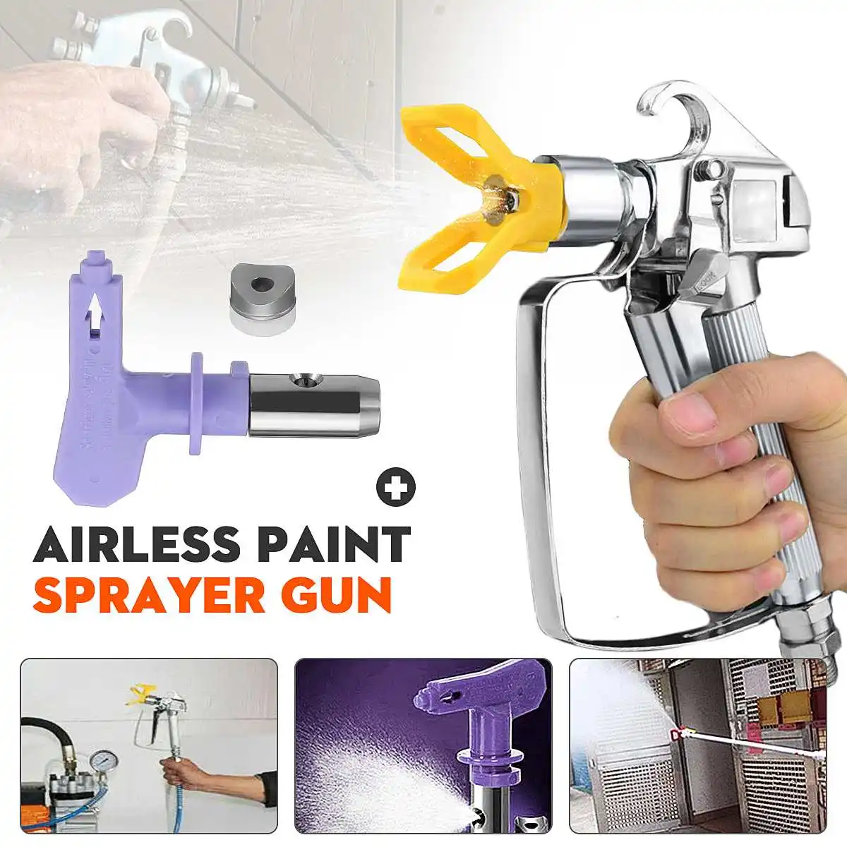 

Hot Sale 3600PSI High Pressure Airless Paint Spray-Gun Sprayer with 517 Spray Tip & Nozzle Guard For Spraying Machine