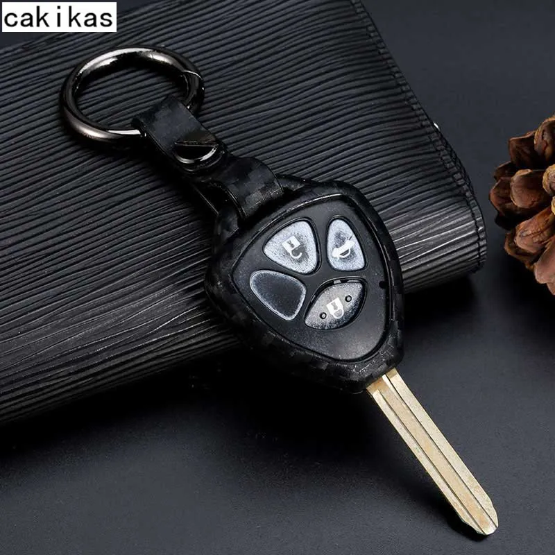 Силиконовый чехол брелок из углеродного волокна для Toyota Auris Camry Rav4 Corolla Prado Yaris enza