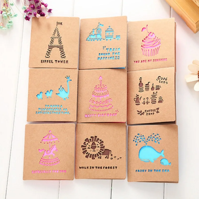 Hand Paper Kraft Greeting Card Hollow Creative Love Birthday Gift Blessing with Inner Page Envelope 10pcs/lot | Дом и сад
