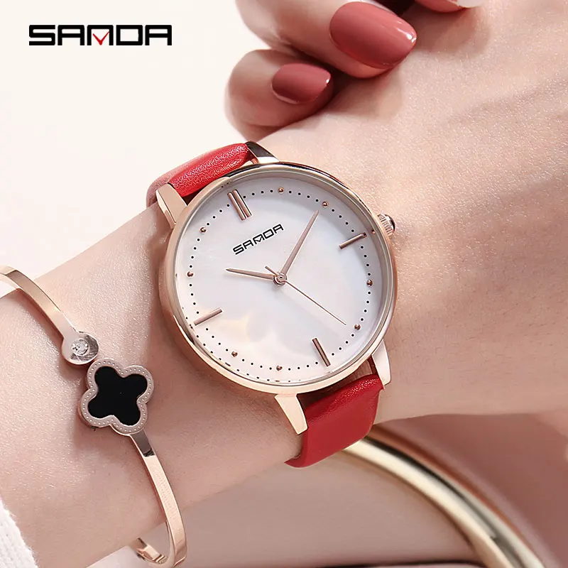 

SANDA New Women Watches Top Brand Luxury Relogio Feminino Waterproof Reloj Mujer Leather Strap Fashion Bayan Kol Saati