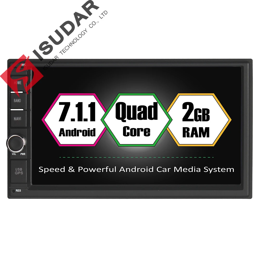 

Isudar Universal Car Multimedia Player Car Radio GPS Android 7.1.1 2 Din For Nissan 2GB RAM 16GB ROM Microphone OBD2 USB DVR