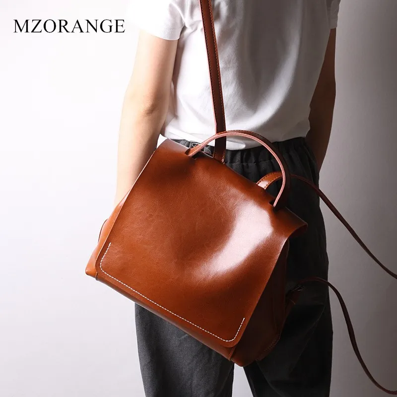

New Oil wax Genuine Leather Backpacks Women Vintage Style Fashion Rucksacks School Backpack For Girls Brand Design Travel bags