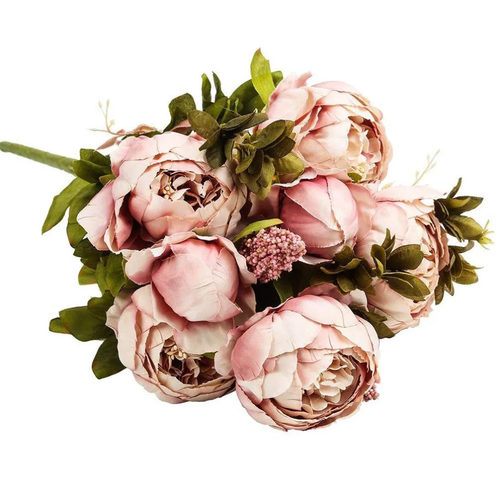 Buy 1 Bouquet Vintage Artificial Peony Silk Flowers Bouquet For Decoration