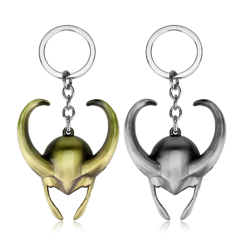 

Loki Helmet Figure Keychain Thor comic marvel the avengers metal key chain vikings accessories keyring mask Super hero jewelry