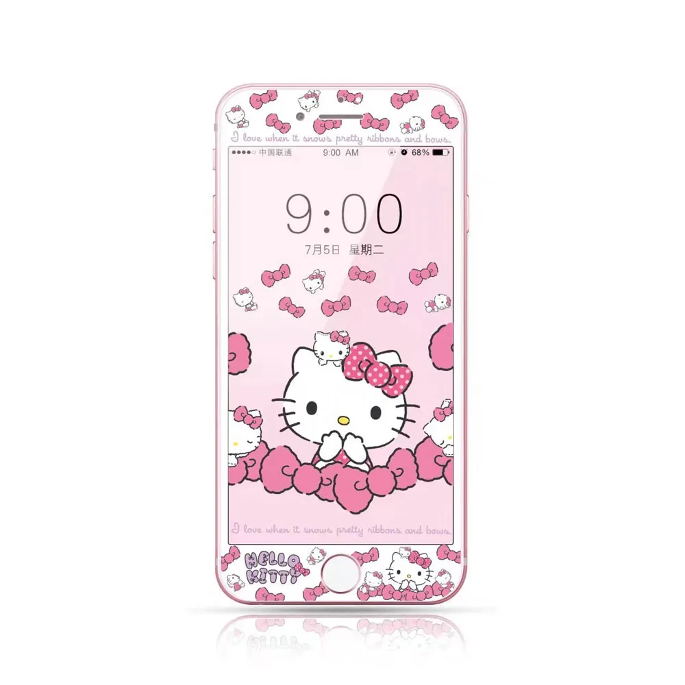 Kitty Защитная пленка для экрана из закаленного стекла для iphone 8 Plus 6 6s 7 Plus Tom Jerry Bear мультяшная 3D изогнутая кромка пленка для полного покрытия DH84 - Цвет: Bow Kitty