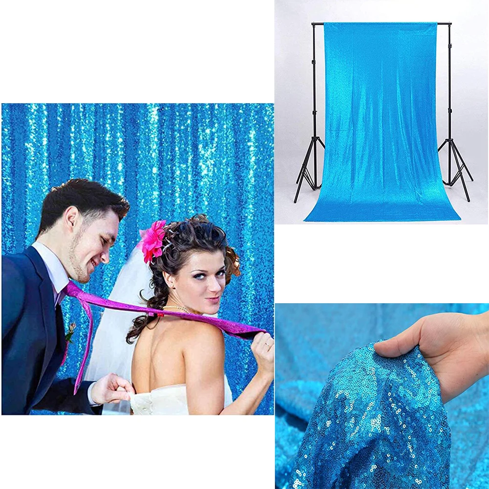 

4FTX6FT Light blue Sequin Backdrops Sequin Fabric Wedding Backdrops Sequin Curtains Photo Backdrop backdrops for Photography