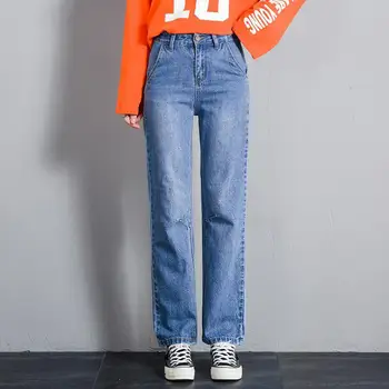 

nonis new summer chic straight wide leg student jeans women causal cotton loose soft cotton denim pants 2019 plus size