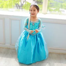 Платье принцессы Эльзы; платья для девочек; Детские костюмы; нарядные вечерние платья Анны; Карнавальная Одежда для девочек на Хэллоуин