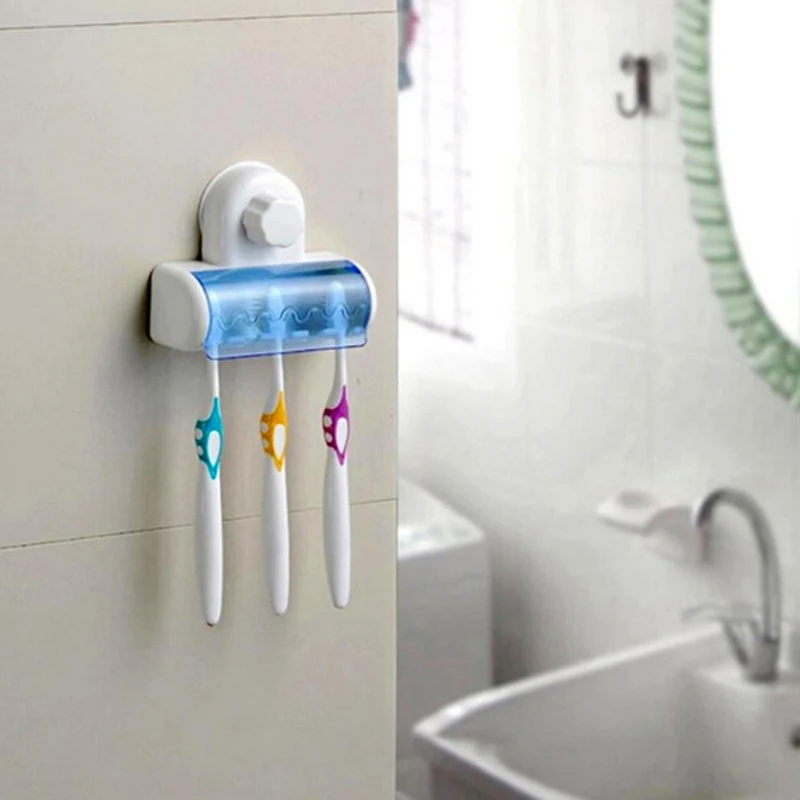 Buy Suction Cup Wall Mount Bathroom 5 Hooks Toothbrush
