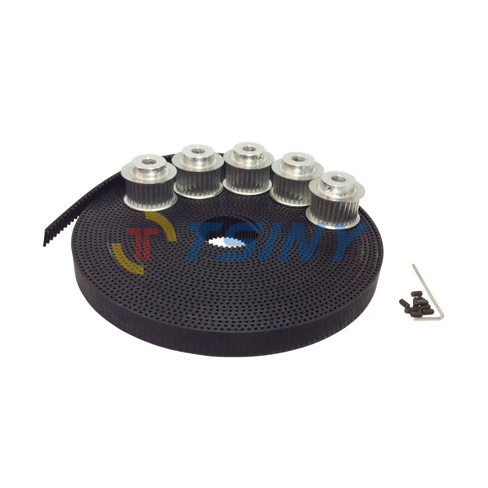 

3M 10 Meter Polyurethane with Steel Core Open Ended Timing Belt + 5pcs Pulley Wheel Bore 6mm 8mm Teeth Number 26 Pitch 3mm