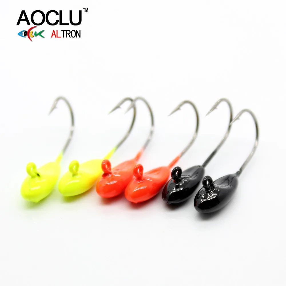 

AOCLU Painting jig head 10pcs/lot 1.1g for soft lure jigging sharp fishing hooks