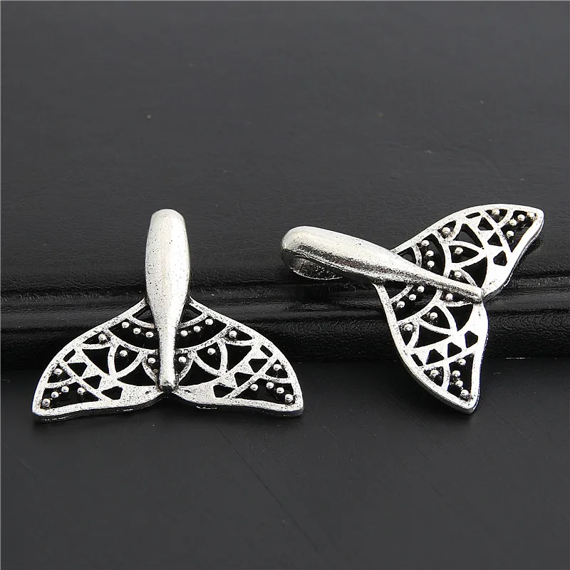 

5pcs Antique Silver Fish Tail Metal Charms Key Chain Necklace Pendent For Diy Jewelry Making Accessories 26x30mm A3017