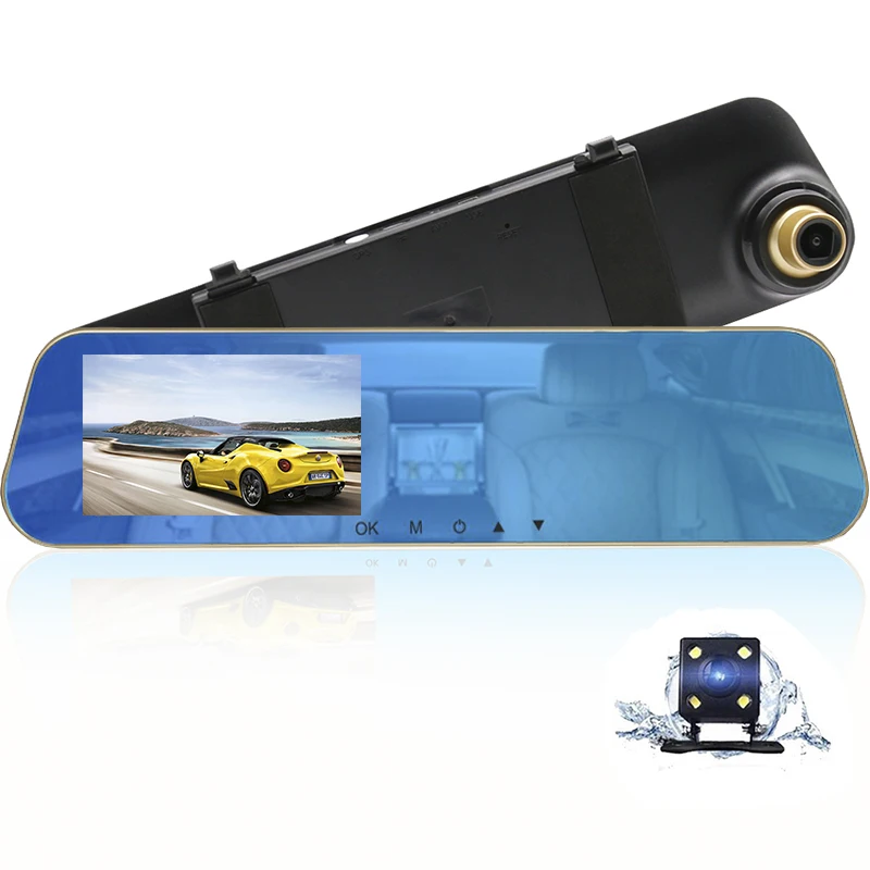 

HGDO Dash cam 4.3 ''Dual Lens Car Recorder Rear View Mirror DVR 170 Angle Car Video Camera Full HD 1080P auto cams autoregister