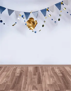 

TR Photography Backdrops White Wall Gold Birthday Photo Props Brown Wood Floor Baby Shower Backdrops for Photo Studio fotografia