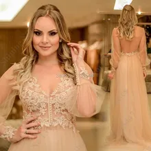 Voll Sexy Robe De Soiree Langarm Abendkleider 2016 V Neck Durchsichtig Elegante Frauen Hochzeit Kleider Prom Kleider