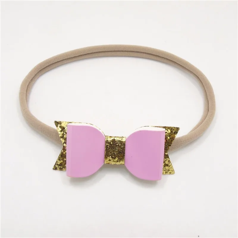 1 шт. блестящая повязка на голову с золотым кожаным бантом детские белые