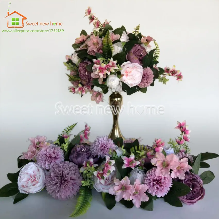 

Artificial Floral Silk Rose Flower Row Arch Runner Table Flower Centerpiece for Wedding Party Road Lead 3D DIY 10pcs/lot