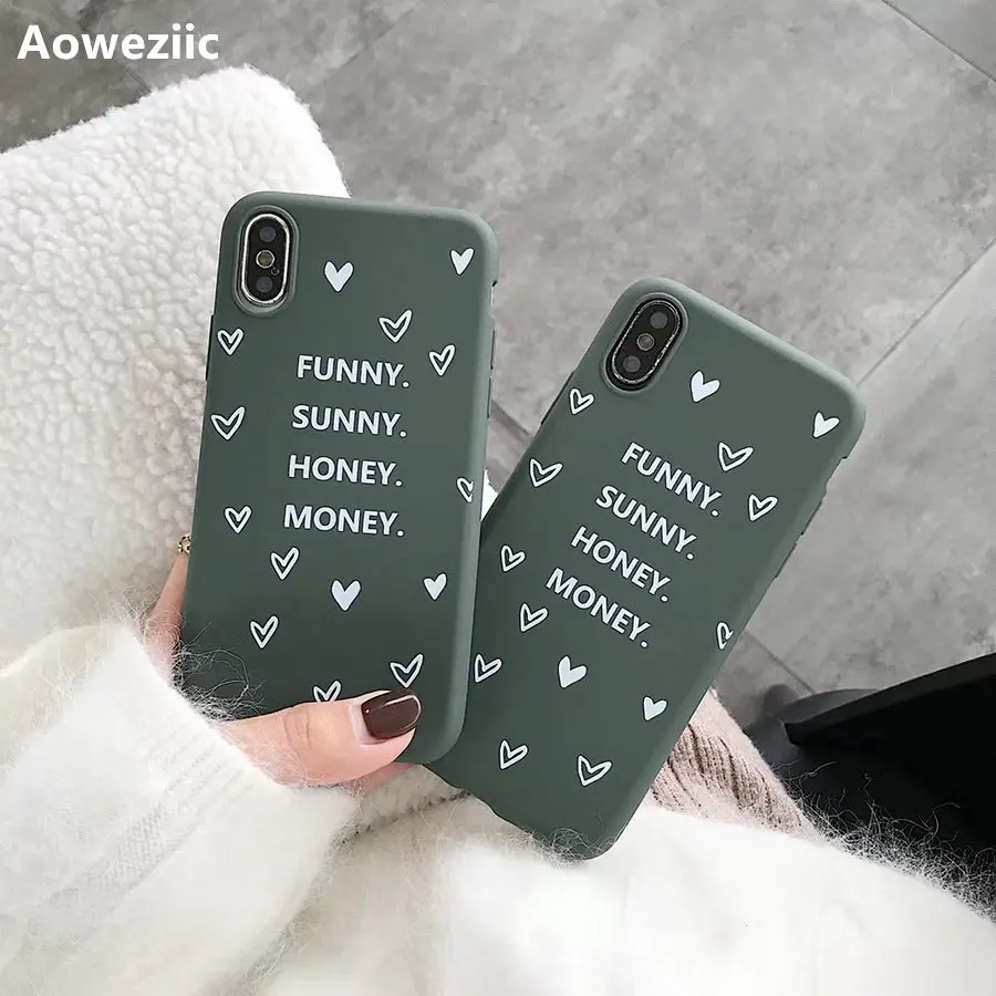 

Aoweziic Ins Korean style love English for iPhone XS MAX XR phone case 6S 7 8PLUS couple silicone all-inclusive anti-fall shell