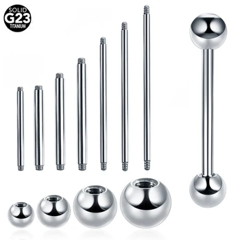 1PC Titanium Tongue Barbell Piercing Rings Nipple Shiled Bar Piercing Silver Long Bar Cartilage Earring Barbell Piercing Jewelry