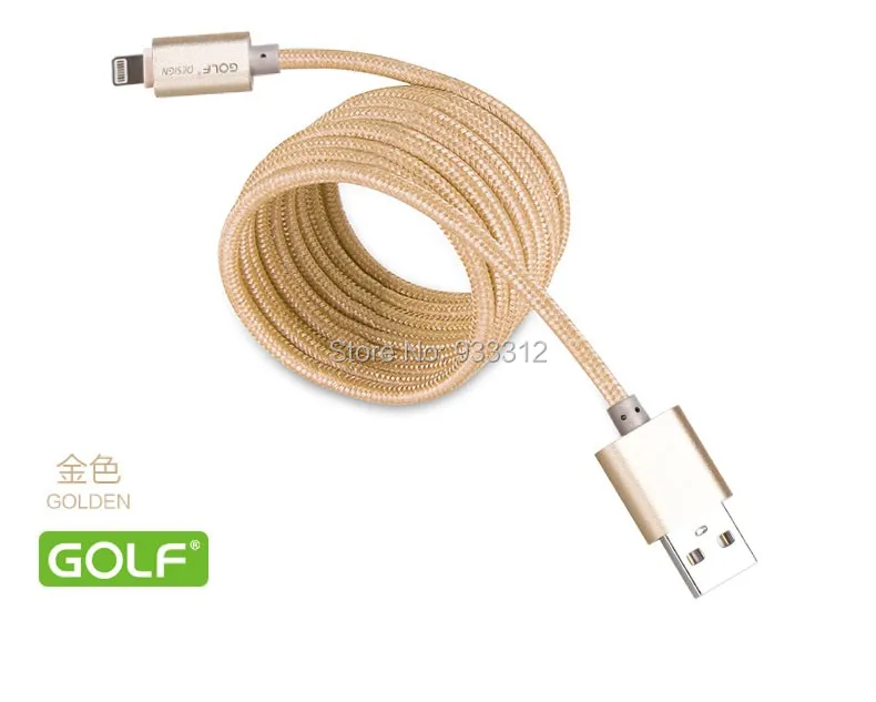 Golf MFI Metal Braided Nylon Durable Charger Cable Length 25cm, 1m,1.5m,2m,3m 8 pin lightning to usb cable Data Sync Charger For iPhone 6 Plus 5 5s 5c 6s For iPad Air For iPod  2