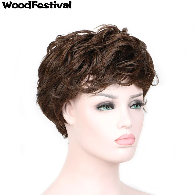 Woodfestival 8inch Heat Resistant Women Wigs With Bangs Cosplay