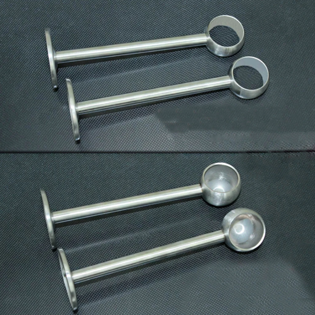 2pcs Ceiling Mount Bracket, Stainless Steel Shower Curtain Wardrobe Pipe 0.98 In Diameter Closet Rod Holder Bathroom Accessories