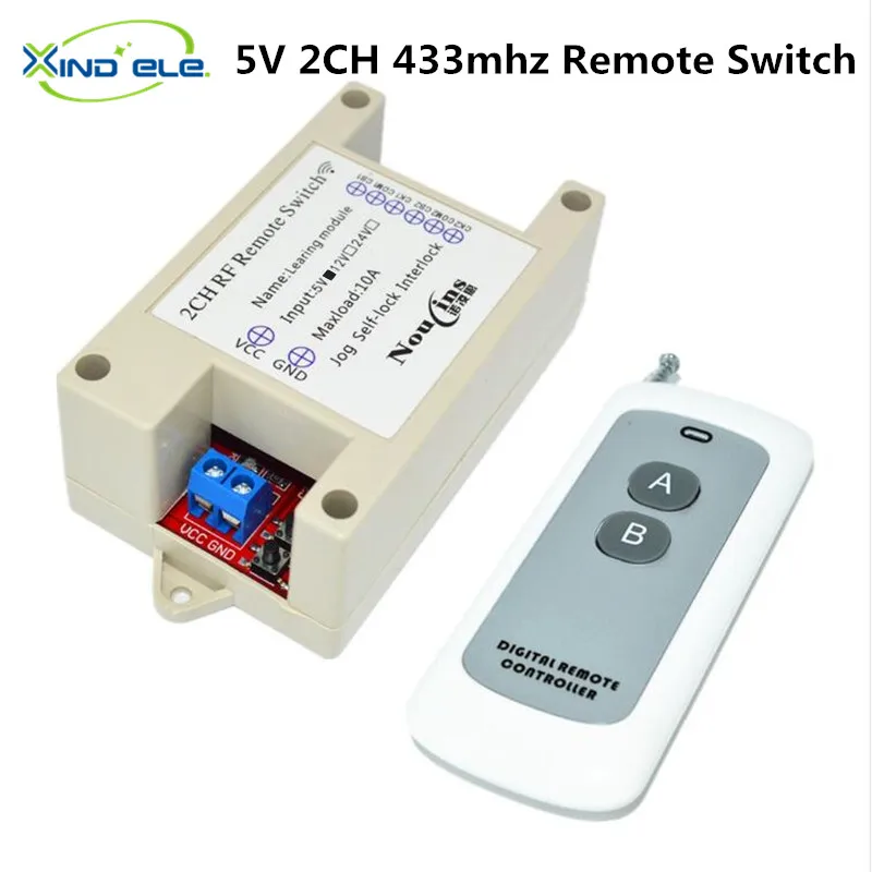 5V 10A 2CH RF Wireless Remote Control Light Switch Receiver Relay