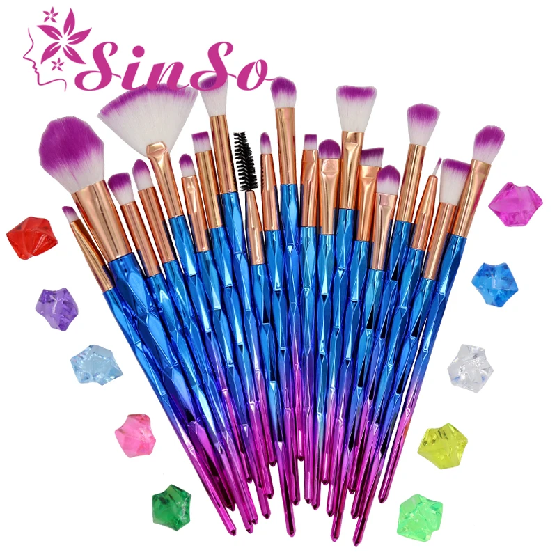 

20Pcs Unicorn Diamond Makeup Brushes Set Foundation Blending Power Eyeshadow Eyebrow Contour Concealer Blush Cosmetic Beauty