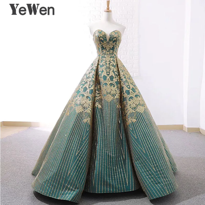 Сладкий зеленый золото кружево длинное вечернее платье Атлас Ливан vestidos verano