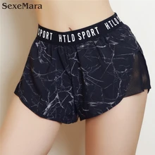 SexeMara бренд быстросохнущее качество женские боковые сетчатые Лоскутные Шорты Для Йоги популярный принт дамы спортзал фитнес бег шорты