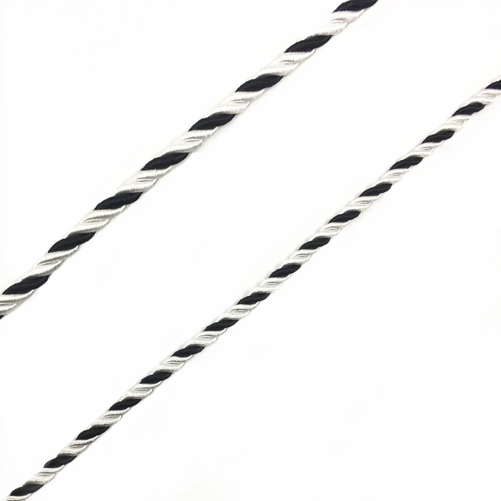 

Black and White Twisted Rope Three Strands of Cord for Cushion Pillow Bag Sofa Chair Decorative Accessories sell by bale