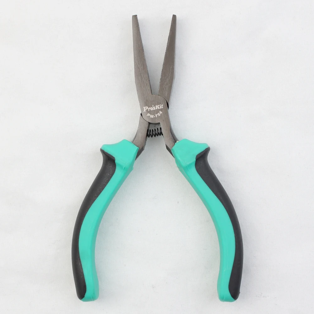PM 754 has a spring loaded teeth flat nose pliers flat nose pliers