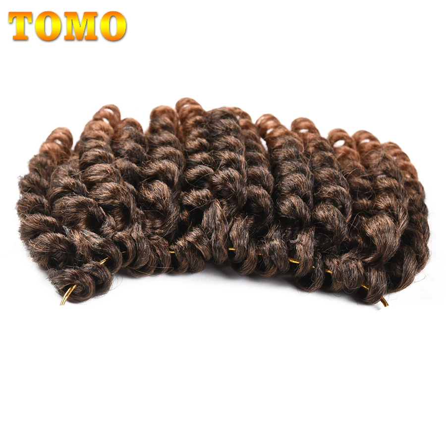 TOMO Jamaican Bounce Jumpy Wand Curls Hair Extensions 8Inch 20Roots Afro Fluffy Crochet Braids Bulk Synthetic Hair Braiding