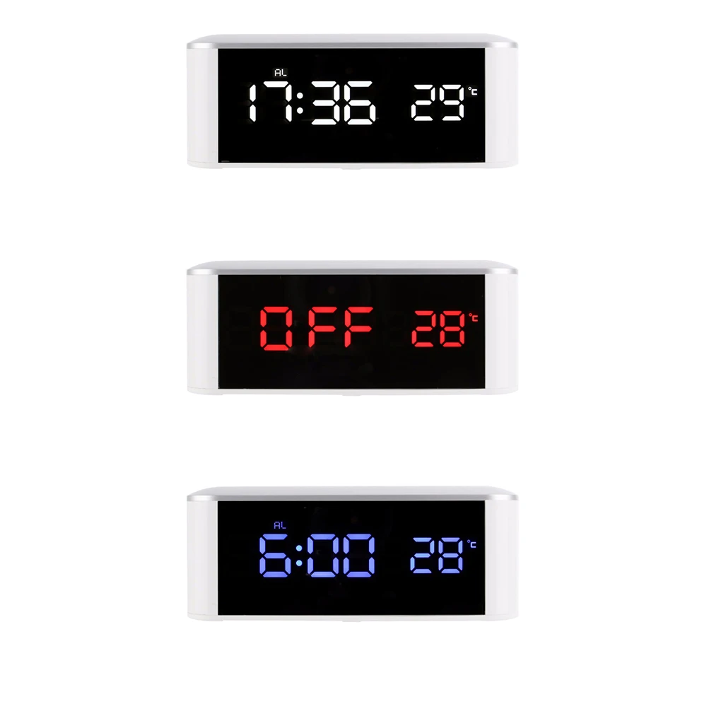 

Bedrooms Digital Alarm Clock 12H 24H USB with Large LED Display Temperature Function Home Decor Mirror Alarm