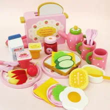 Free Shipping Baby Toys Toast Bread Toaster Toys Wooden Pretend Play Kitchen Toys Child Play Food