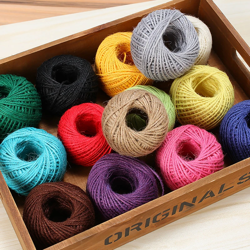 

50m Colorful Jute Twine Linen Rope String Packing Wrapping Ribbon Arts Crafts DIY Gift Box String Cord Wedding Tags Decoration