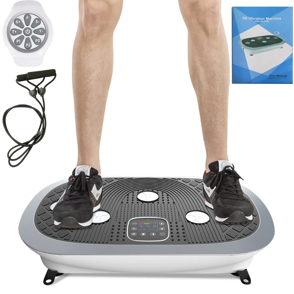 

JUFIT 3D Oscillating and Vibrating Platform Professional Vibro Shaper Power Plate, 2 Motors, 3 Vibration Modes, Wrist Remote