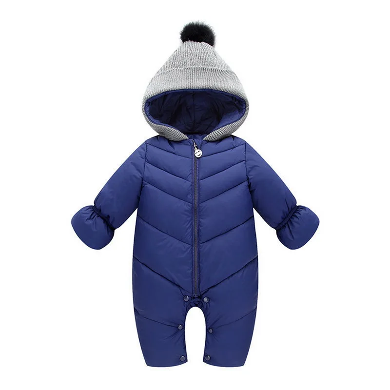 Shujin зимний детский теплый комбинезон, детский комбинезон на молнии, комбинезон для новорожденных мальчиков и девочек, костюм для альпинизма, одежда, куртка - Цвет: Navy
