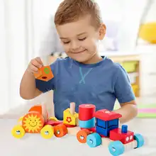 Дети раннего обучения Детские Обучающие деревянные игрушки для детей игрушечный поезд геометрическая форма соответствующие Монтессори вспомогательный материал для обучения подарки