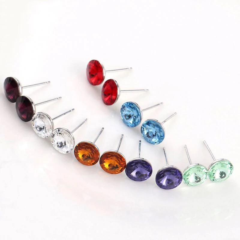 BAFFIN, 7 цветов, Классические круглые серьги для пирсинга с кристаллами от Swarovski, серьги-гвоздики, еженедельные ювелирные изделия, Букле д 'Орель, женские серьги