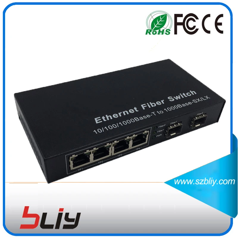 SFP fiber optic unmanaged network swithch 4 port gigabit port