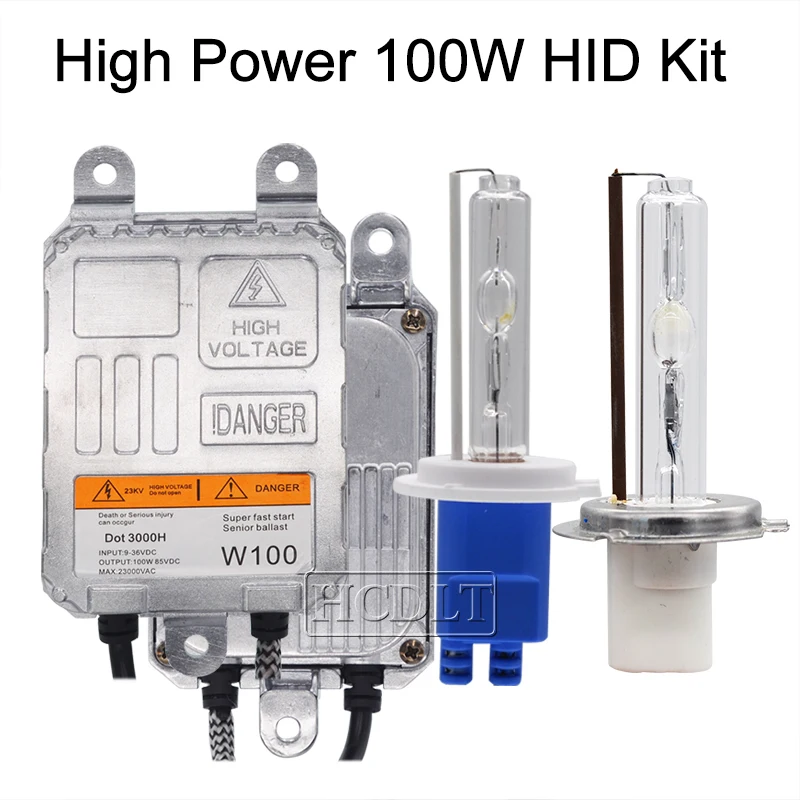 HCDLT 100W Xenon H7 HID Kit H1 H3 9005 9006 H11 Xenon Bulb Lamp 4300K 8000K 6000K 100W HID Ballast 12V 24V Car Light Headlight Kit (2)