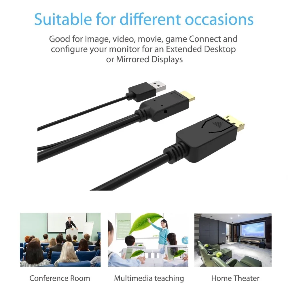 HDMI Мужской расширения 3840x2160 UHD 4K к DisplayPort Женский адаптер 15 см кабель с USB2.0 мощность для HDMI PC DP Dosplay