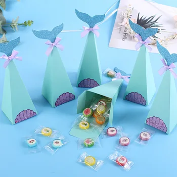 

20Pcs Blue Mermaid Gift Bags DIY Handmade Wedding Birthday Candy Gifts Bags Creative Mermaid Candy Bag Party Supplies