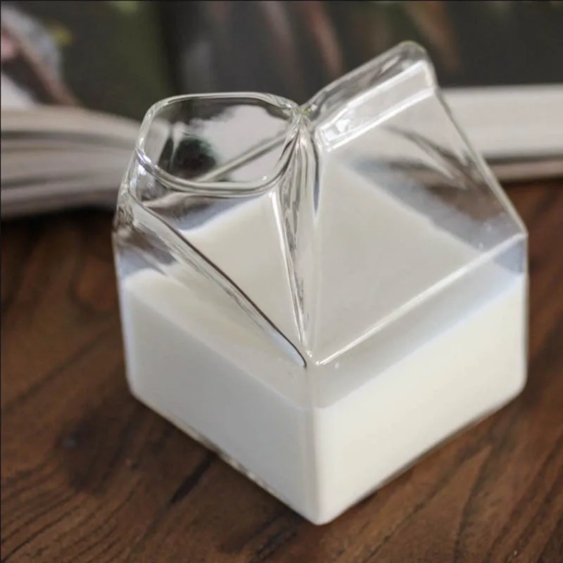 275 мл стеклянная чаша коробка для молока кофейные чашки креативная бутылка для сока прозрачное стекло офисные питьевые чашки подарки - Цвет: Прозрачный