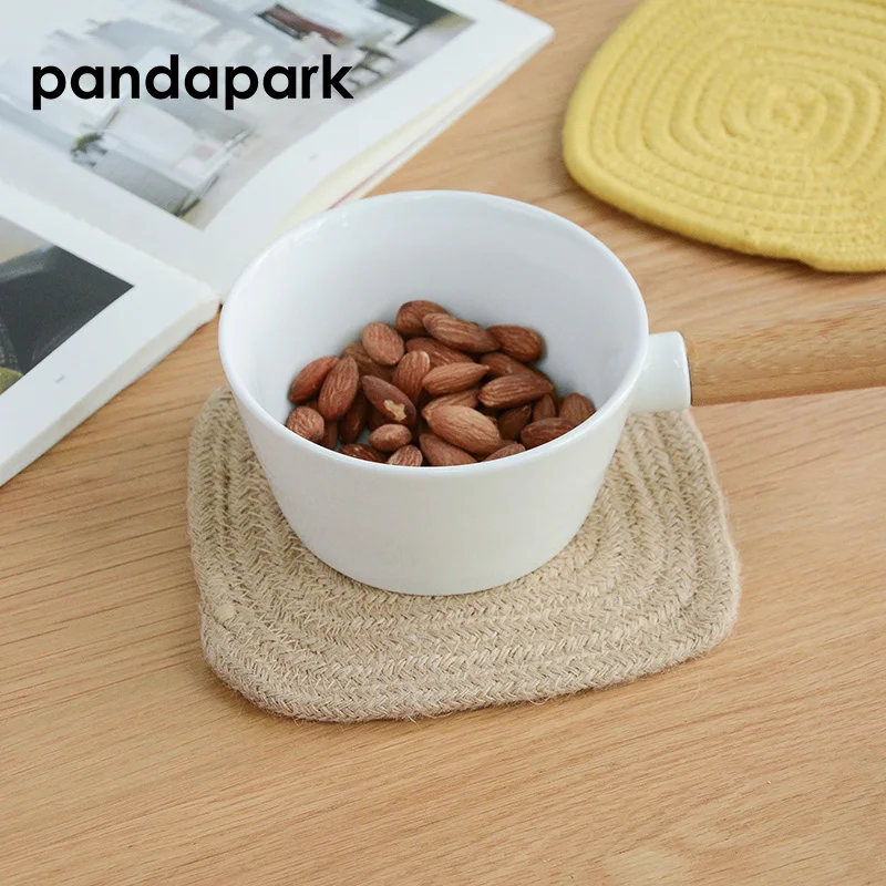 

Simple Style Square Cotton Dining Table Mat Solid Light Grey Coffee Cup Mug Coaster Heat Insulation Mat Kitchen Table Placemat