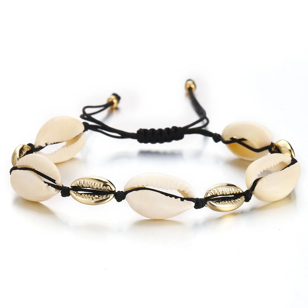 

2019 New Arrival Golden Natural Seashell Bracelet shell jewelry cowrie gold silver Beach Shells Bracelets Foot Jewelry Gift
